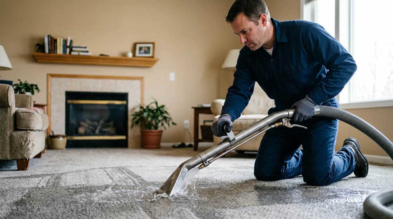 Water damage restoration technician working near Marysville, IN